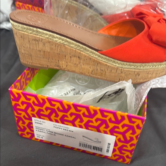 Tory Burch orange Espadrille Shoes with Decorative Bow